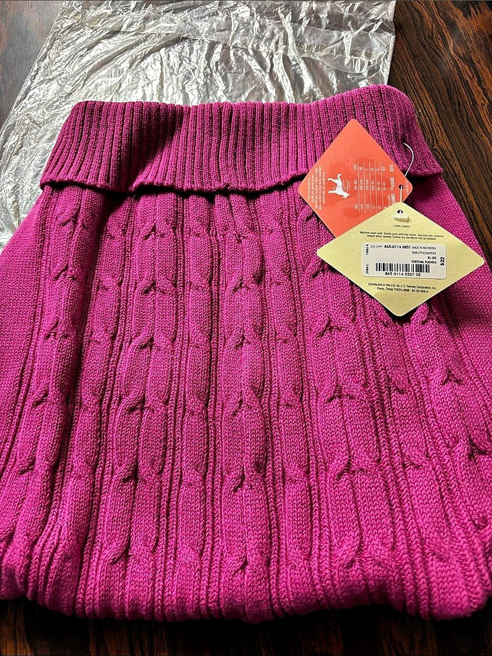 St. John's Bay Dark Dog Sweater Pink Dog Sweater NWT